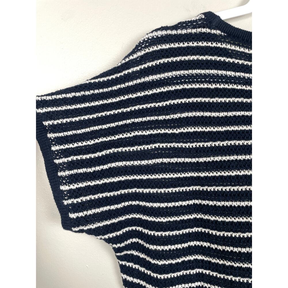 Pact Beachside Crochet Knit Short Sleeve Top Capri Stripe Large Beach Vacation - Picture 8 of 12